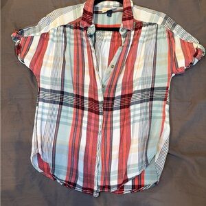 Universal Thread coral and Blue Plaid Shirt